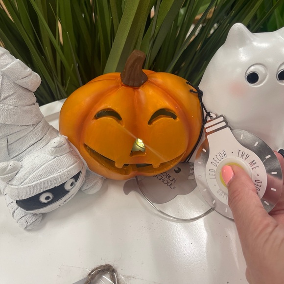 Halloween Cat Ghost & Mummy Cat w/ Light up Pumpkin 🐈‍⬛👻🎃NWT Goblins & Ghouls - Picture 3 of 9